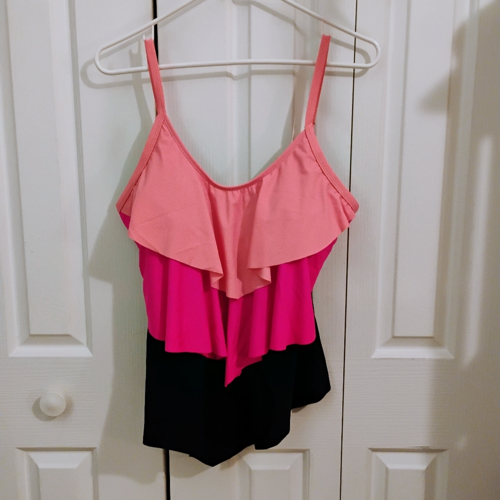 Women's Meet Curve Ruffled Tankini Swim Suit Sz L